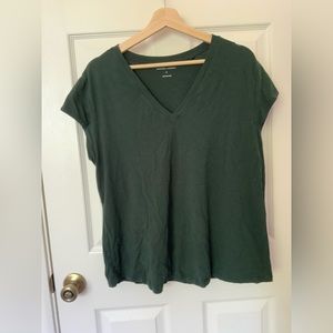 Universal Standard Ashley V Neck Tee Plus Size Forest Green